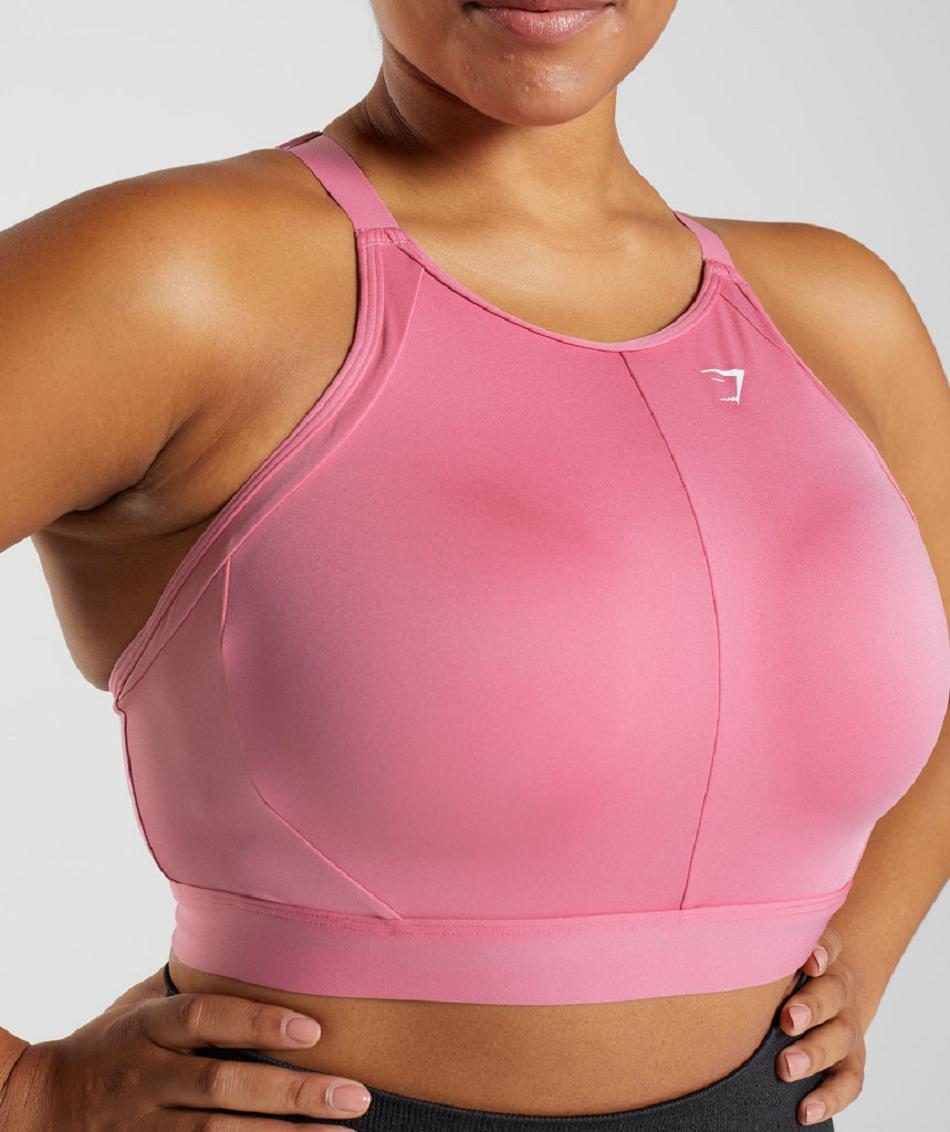 Gymshark High Neck High Support Ženske Sportski Grudnjak Roze | HR 3455AHK